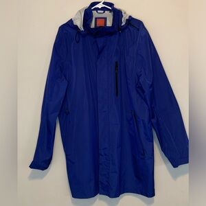 Saks Fifth Avenue Hooded Royal Blue Raincoat Jacket Size XL